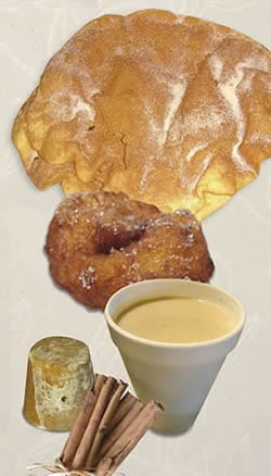 Buñuelo azucarado, de calabaza, atole y piloncillo