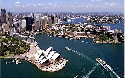 Bahía de Sydney, Australia y Casa de la Ópera en primer plano