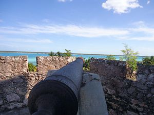 Laguna de Bacalar desde el Fuerte de San Felipe.