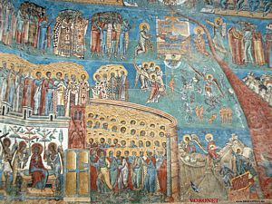 Frescos en el interior del Monasterio de Voronet