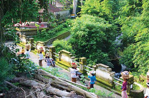 Mujeres con cestas y ofrendas. Ubud