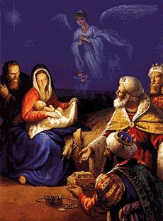 El niño Jesús y los tres reyes.