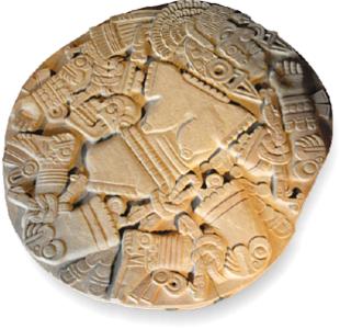 Monolito descubierto en las excavaciones del Templo, representativo de la diosa Coyolxauhqui.