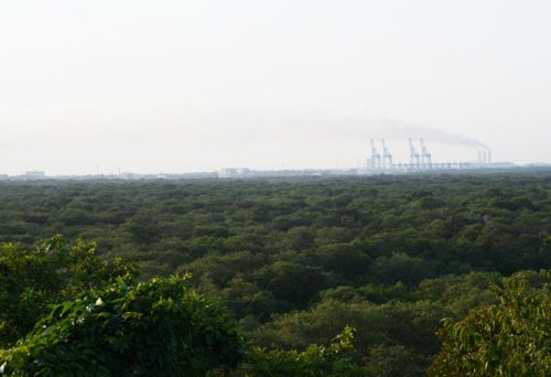 Vista del río Tuxpan y la Termoeléctrica en la costa desde Cerro el Farrallón.