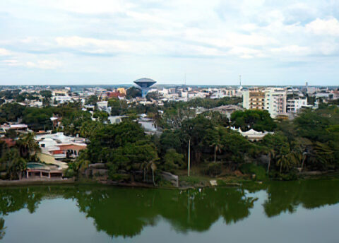 Vista de Villahermosa desde el mirador del parque.