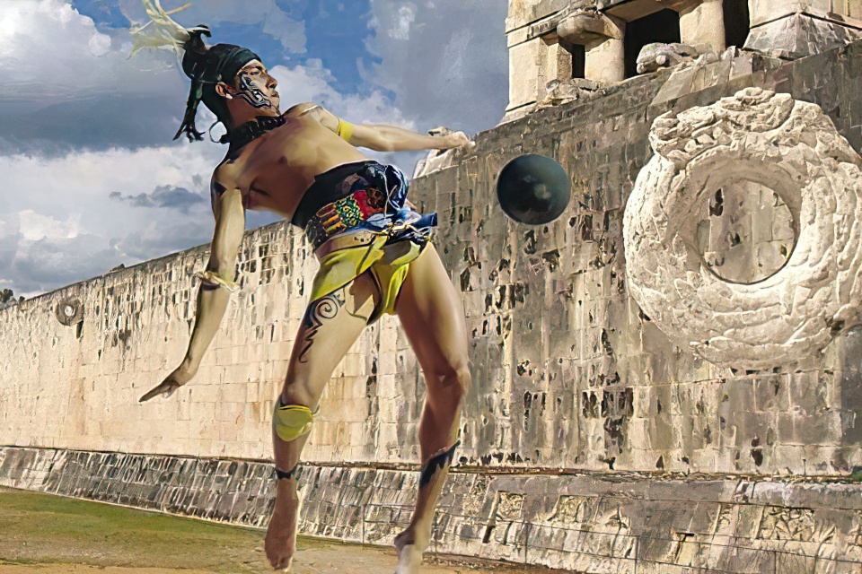 Representación de competidor en el Juego de Pelota en Chichén Itzá.