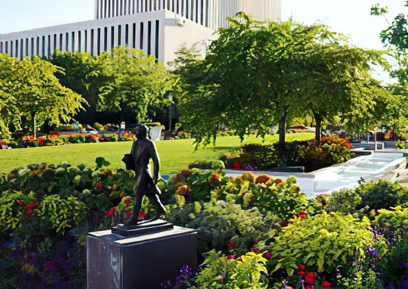 Jardínes frente al templo